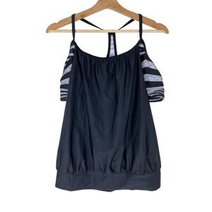 NWT Speedo Women's XL Black Removable Cup Shelf Bra Swim Tank Top